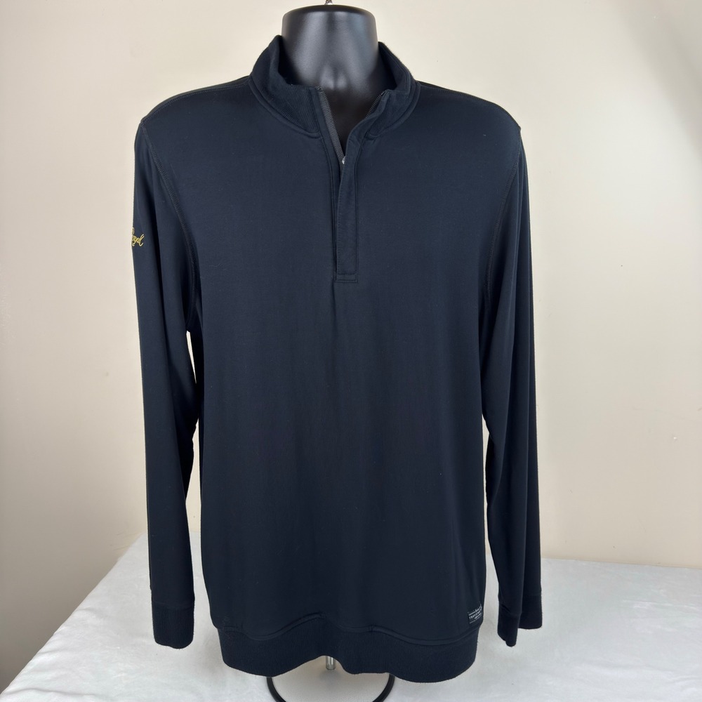 Travis Mathew Mens Black Quarter Zip Pullover Crown Royal Logo Fleece Large - Picture 2 of 10